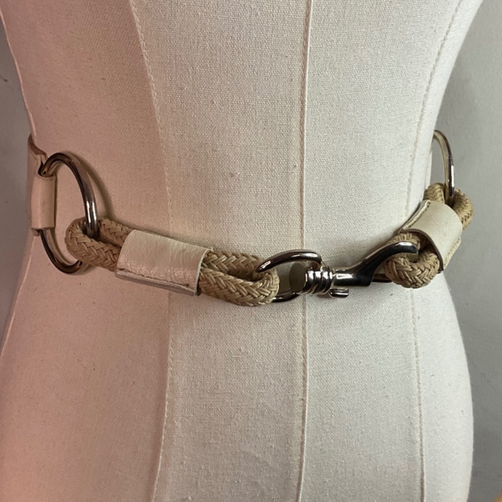 Miu Miu Off White Leather, Rope & Snap Belt Size 80cm/32in  x 1.5in  PRISTINE
